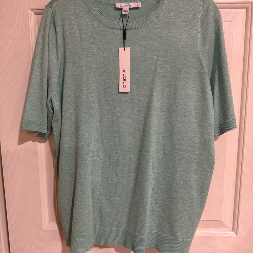 Chico's Mint Green Crew Neck Sweater